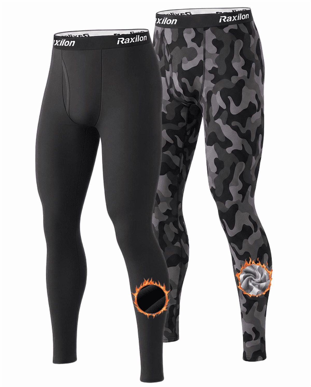 2 Pack Mens Long Johns Thermal Underwear Pants Fleece Lined Warm Base Legging Layer Bottoms Cold Weather Gear