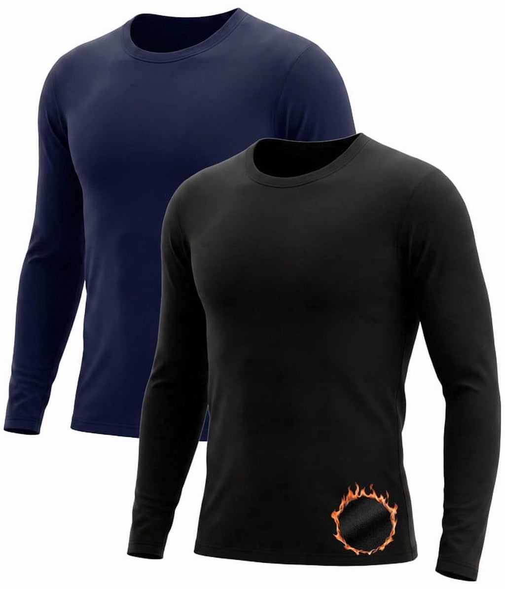 2 Pack Thermal Shirts for Men Long Sleeve Tops Undershirt Base Layer for Winter Cold Weather