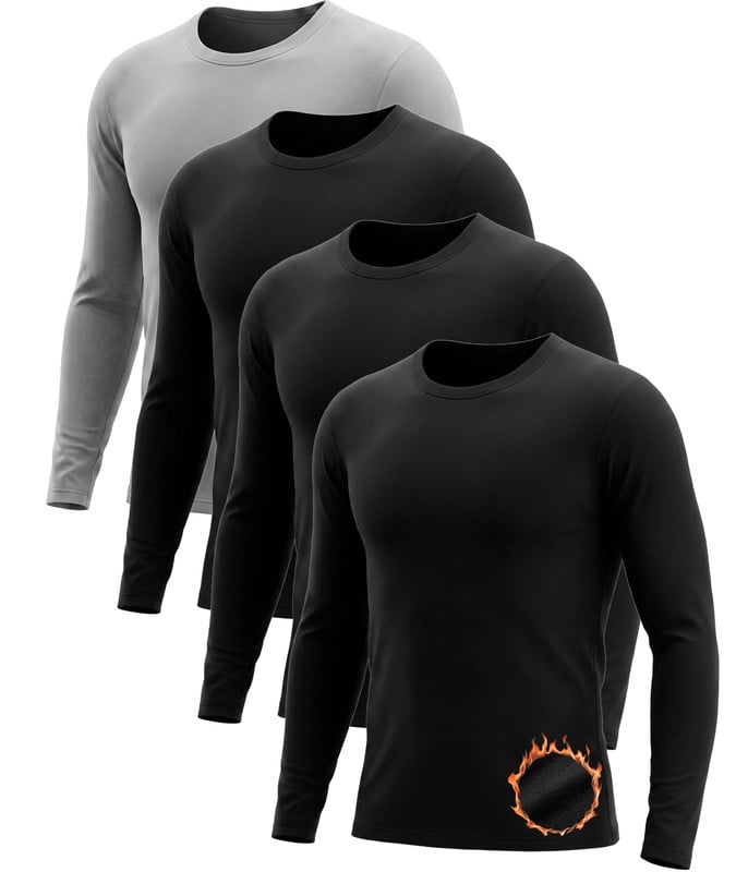 2 Pack Thermal Shirts for Men Long Sleeve Tops Undershirt Base Layer for Winter Cold Weather