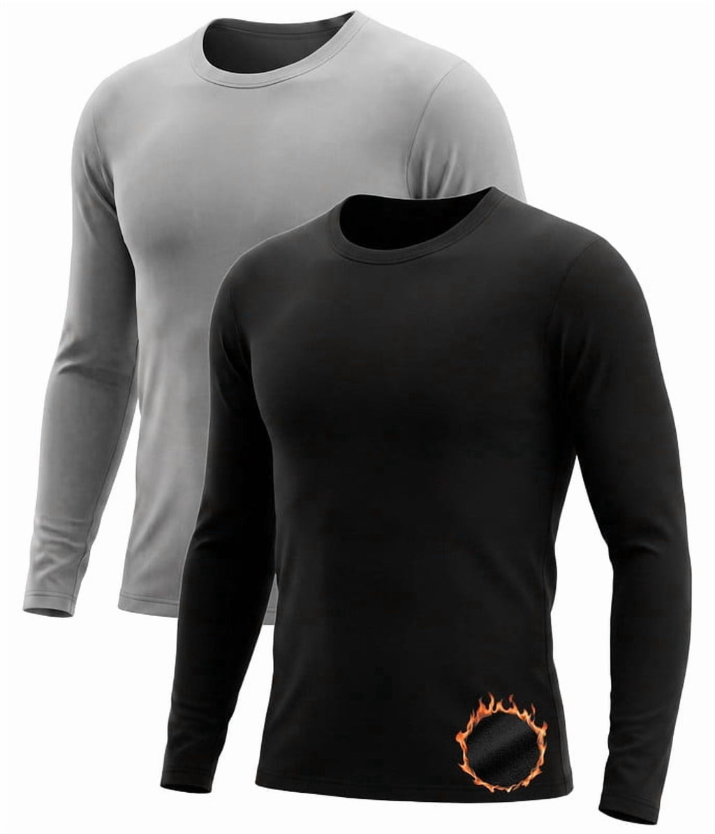 2 Pack Thermal Shirts for Men Long Sleeve Tops Undershirt Base Layer for Winter Cold Weather