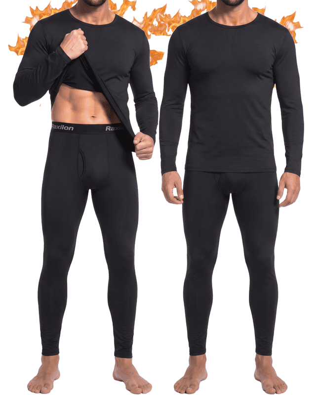 2 Pack Thermal Underwear Long Johns for Men Fleece Lined Base Layer Tops and Bottoms Set Cold Weather Clothing Gear Winter Gift