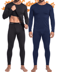 2 Pack Thermal Underwear Long Johns for Men Fleece Lined Base Layer Tops and Bottoms Set Cold Weather Clothing Gear Winter Gift