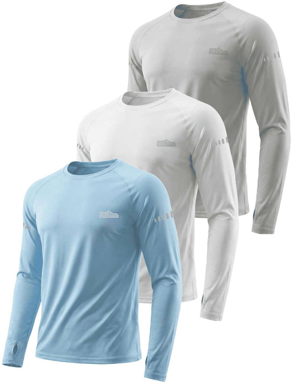 3 Pack Mens UPF 50+ Sun Protection Shirts Long Sleeve SPF Quick Dry Fishing Swim Rash Guard Athletic Workout Tops