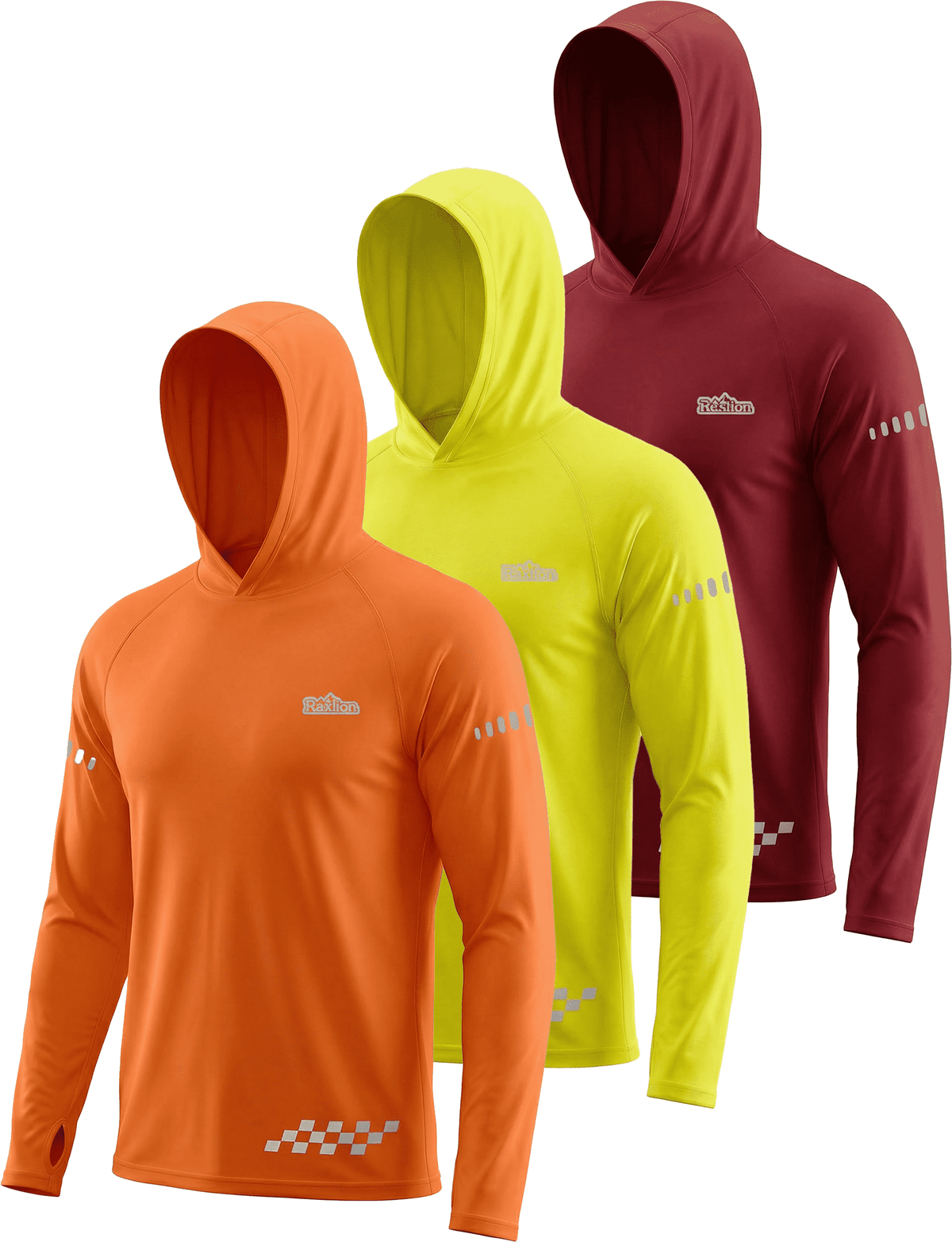 3 Pack UPF 50+ Sun Protection Mens Hoodie Long Sleeve SPF Fishing Shirt Swim Rash Guard Athletic Workout Tops