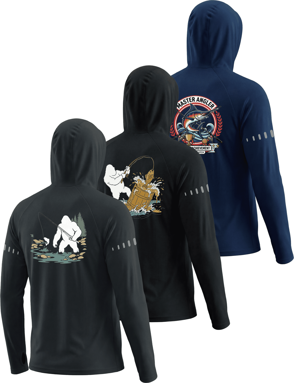 3 Pack UPF 50+ Sun Protection Mens Hoodie Long Sleeve SPF Fishing Shirt Swim Rash Guard Athletic Workout Tops