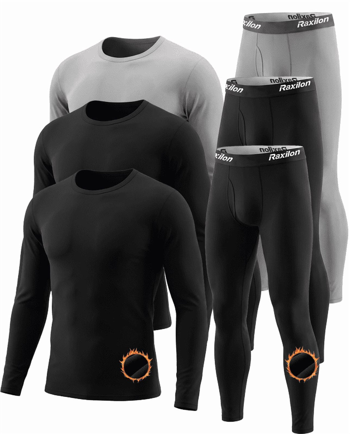 3 Set Thermal Underwear for Men Long Johns with Fleece Lined Base Layer Men Cold Weather Top Bottom