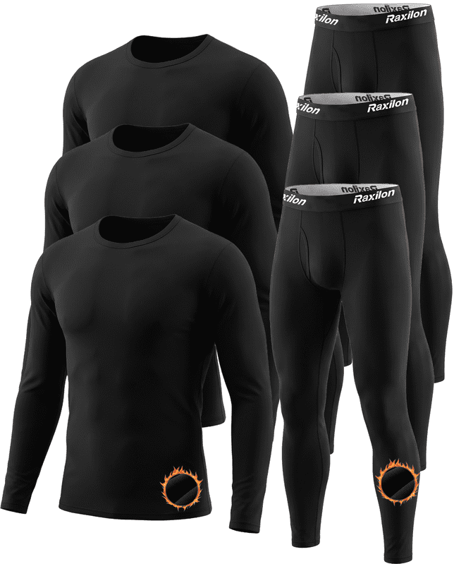 3 Set Thermal Underwear for Men Long Johns with Fleece Lined Base Layer Men Cold Weather Top Bottom