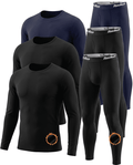 3 Set Thermal Underwear for Men Long Johns with Fleece Lined Base Layer Men Cold Weather Top Bottom