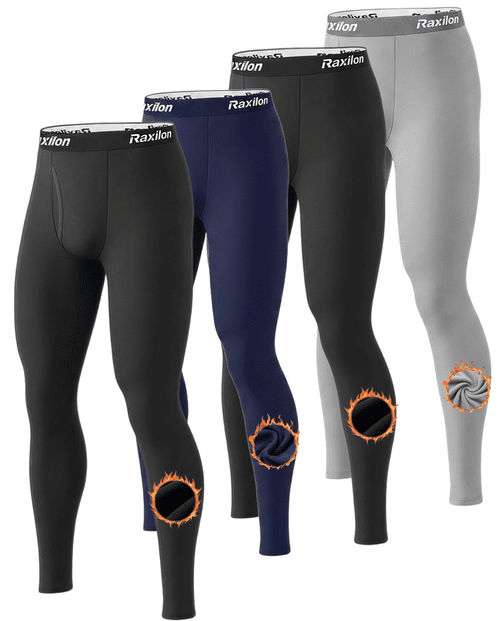 2 Pack Mens Long Johns Thermal Underwear Pants Fleece Lined Warm Base Legging Layer Bottoms Cold Weather Gear