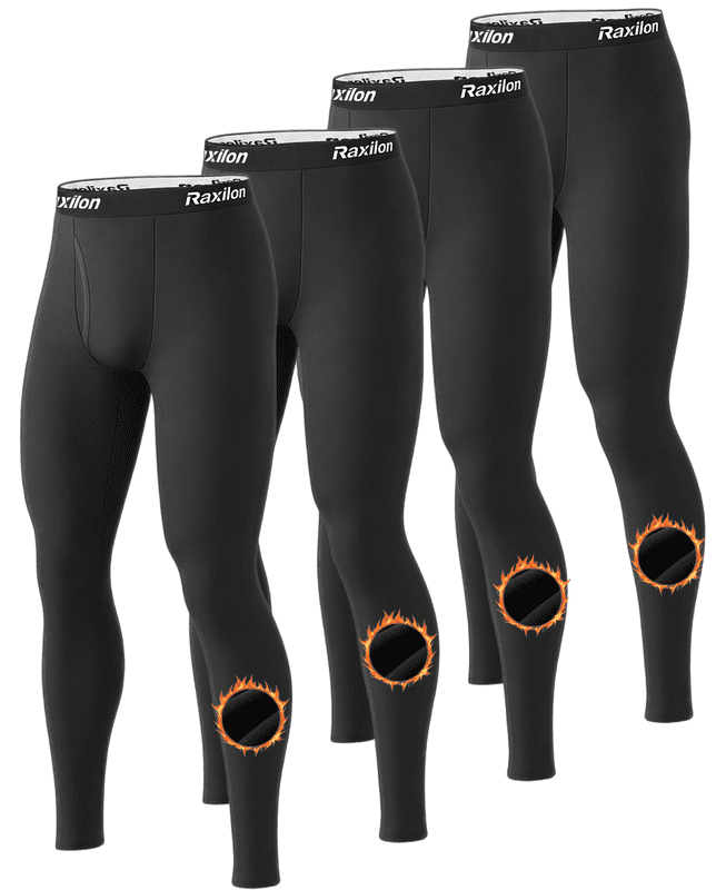 2 Pack Mens Long Johns Thermal Underwear Pants Fleece Lined Warm Base Legging Layer Bottoms Cold Weather Gear