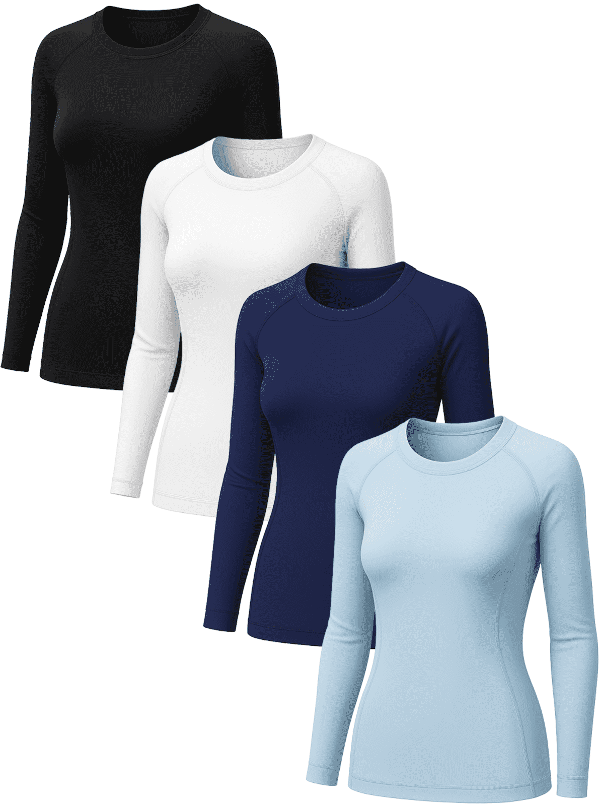 Raxilon 4 Pack Woman's Long Sleeve Athletic Sun Shirts Underscrub Workout UPF 50+ Undershirt for Gym Running Tops