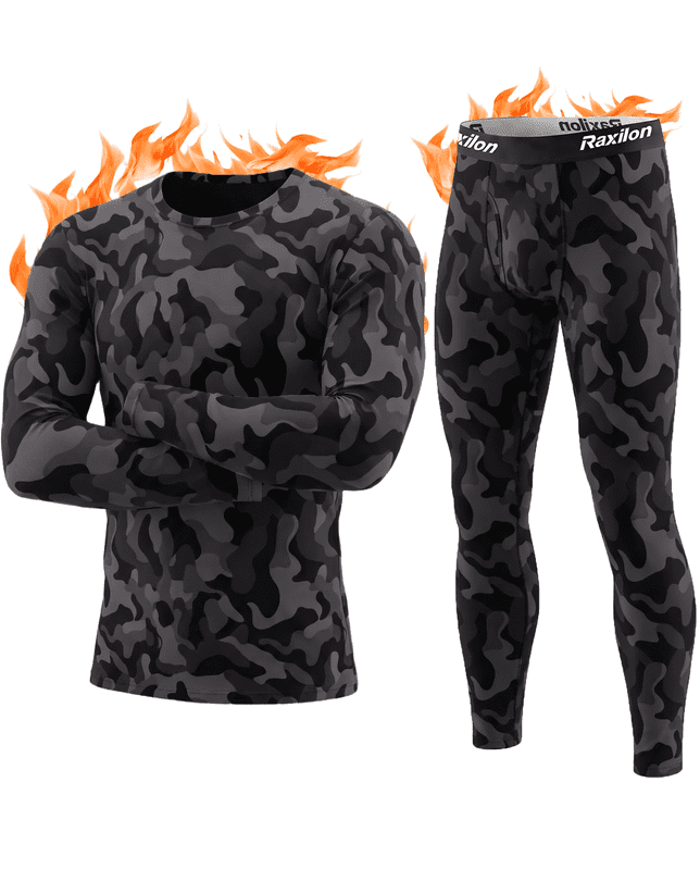 Thermal Underwear Long Johns for Men Fleece Lined Base Layer Tops and Bottoms Set Cold Weather Clothing Gear Winter Gift