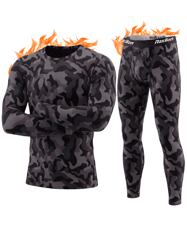 Thermal Underwear Long Johns for Men Fleece Lined Base Layer Tops and Bottoms Set Cold Weather Clothing Gear Winter Gift